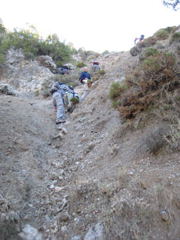 Barranco para subir al Corazón de la Sandía