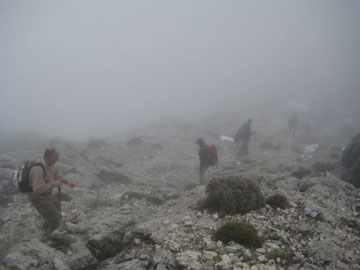A la bajada de la Maroma encontramos niebla.