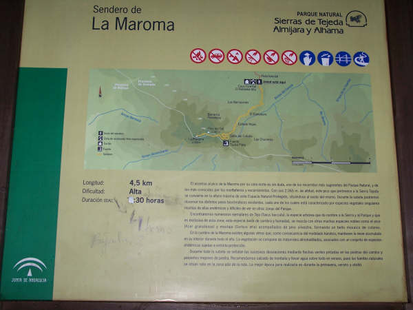La Maroma. Cartel indicador Ruta