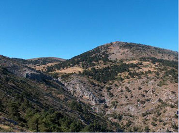 Barranco de Las Riscas, Prados del Rey y La Boleta (al fondo) desde el Collado de El Toro.