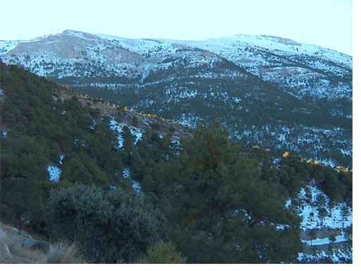 Vista de la cara norte del Calar de Santa Bárbara (derecha) y Silleta de Santa Bárbara (izquierda)